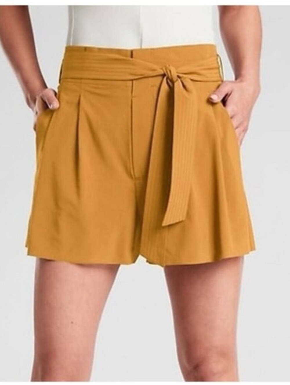 Athleta Skyline Shorts II Paperbag Waist Tie Pleated High Waisted Black Size 4